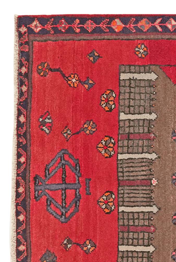 Lori — Hand-knotted, 103x106 cm, Red, 100% Virgin Wool | View 3