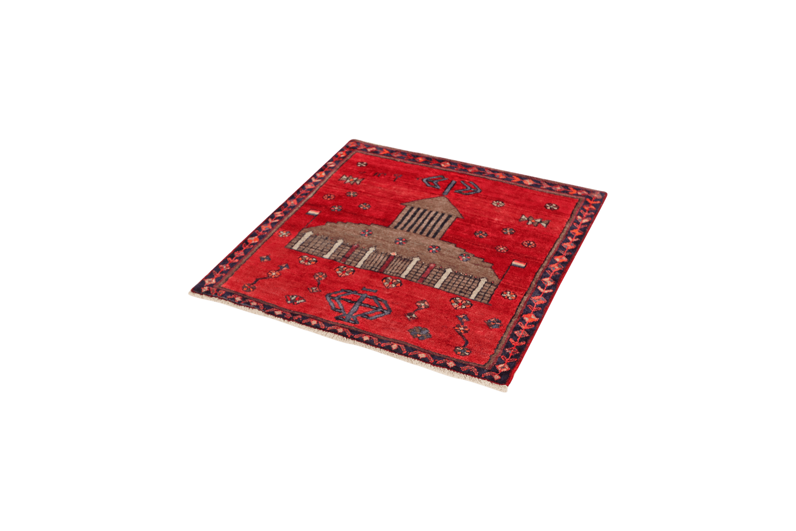 Lori — Hand-knotted, 103x106 cm, Red, 100% Virgin Wool | View 5