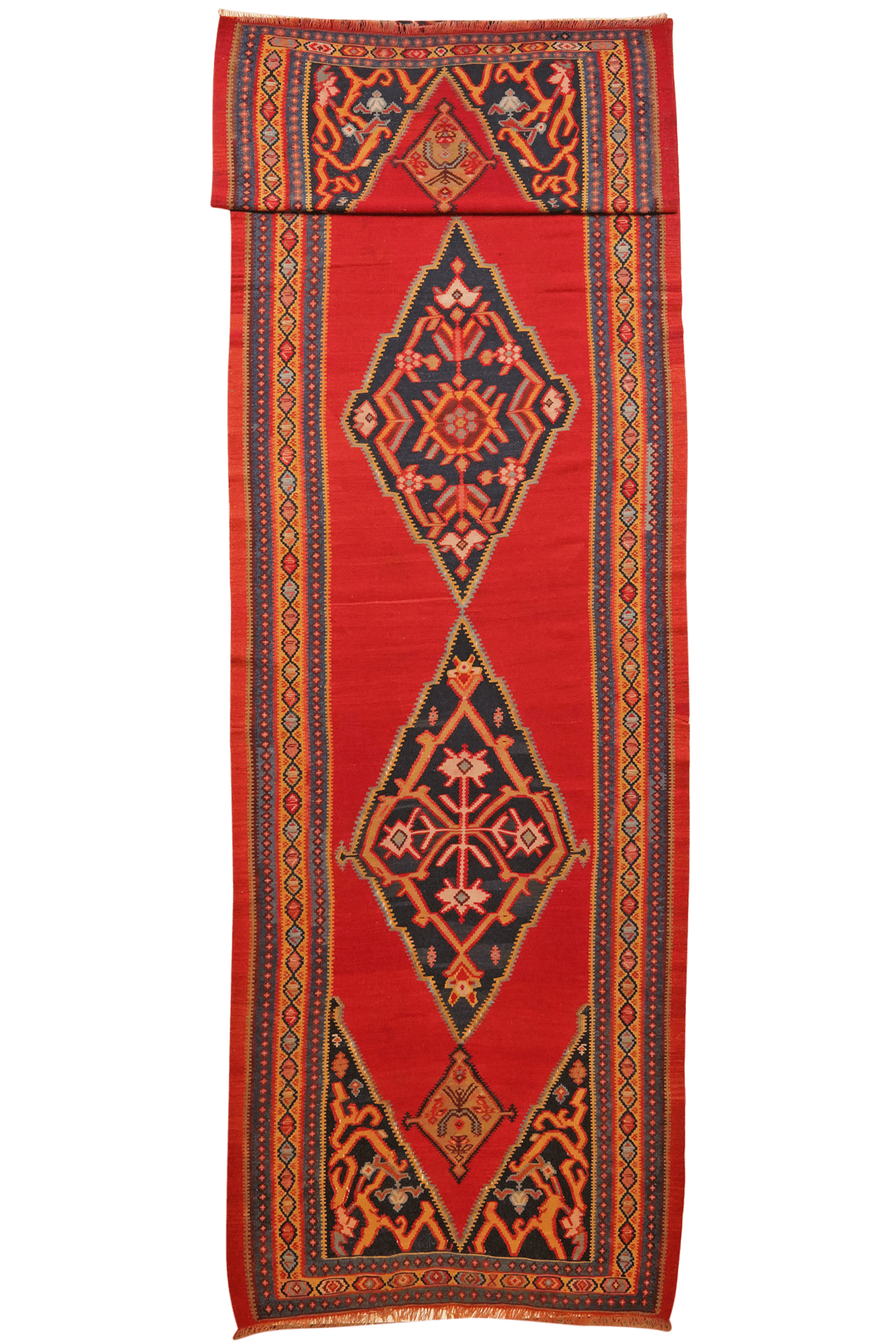 Kelim — Handmade, 137x510 cm, Red, 100% Virgin Wool | Main view