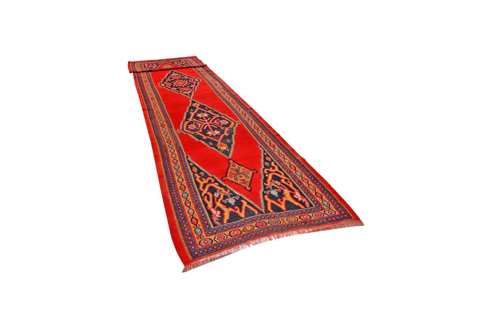 Kelim — Handmade, 137x510 cm, Red, 100% Virgin Wool | View 5