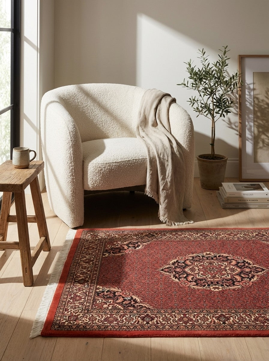 Bidjar Bookan — Hand-knotted, 105x153 cm, Red, 100% Virgin Wool | Detail view