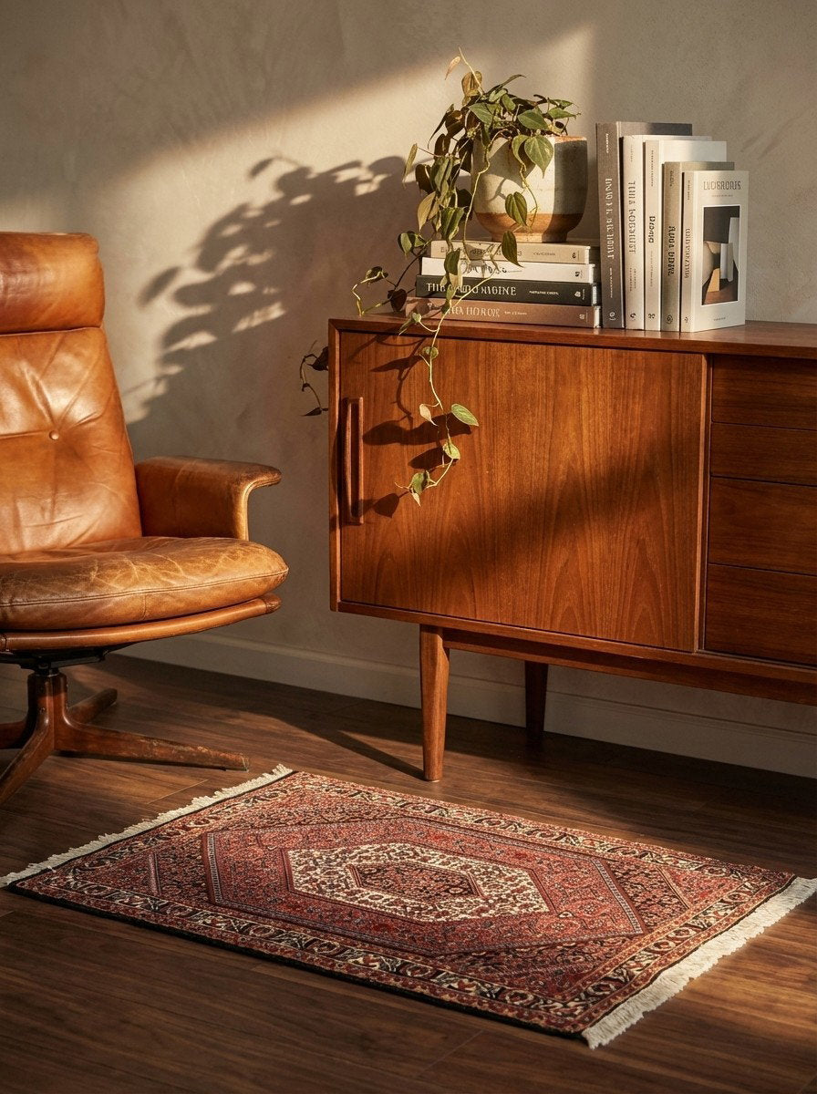 Bidjar Bookan — Handgefertigt, 110x76 cm, Beige, 100% Virgin Wool | Back view