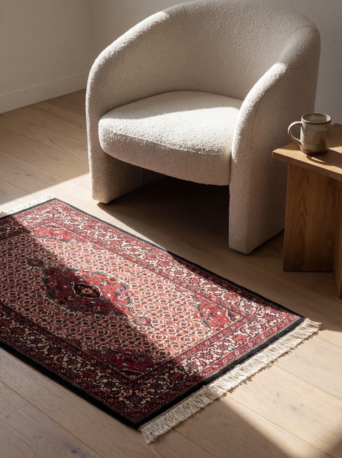 Bidjar Bookan — Hand-knotted, 75x125 cm, Beige, 100% Virgin Wool | Detail view
