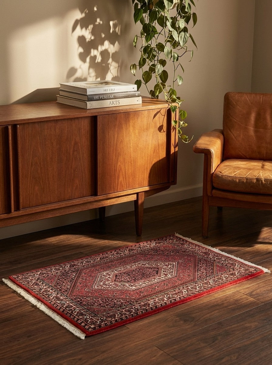 Bidjar Bookan — Hand-knotted, 79x110 cm, Red, 100% Virgin Wool | Back view