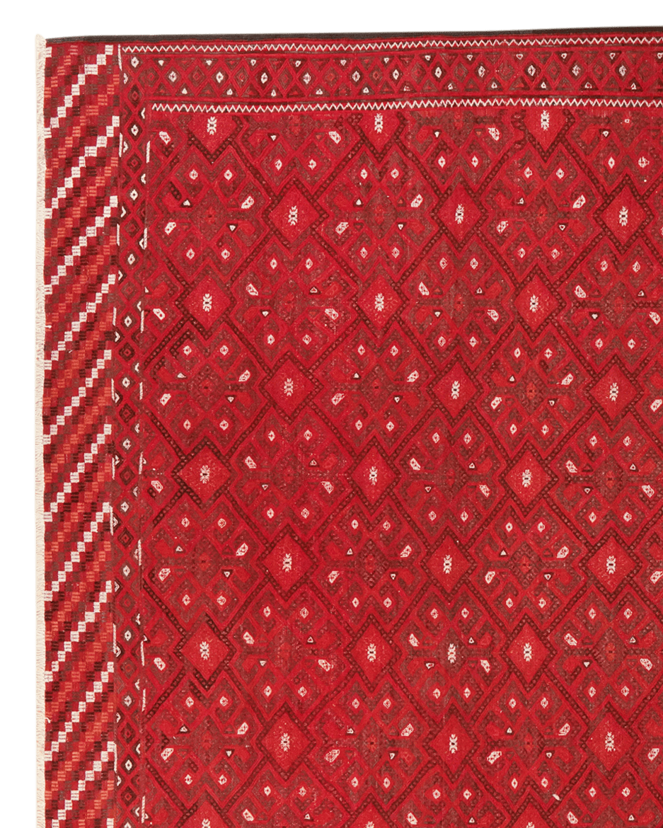 Kelim Turkman — Handmade, 213x305 cm, Red, 100% Virgin Wool | View 3