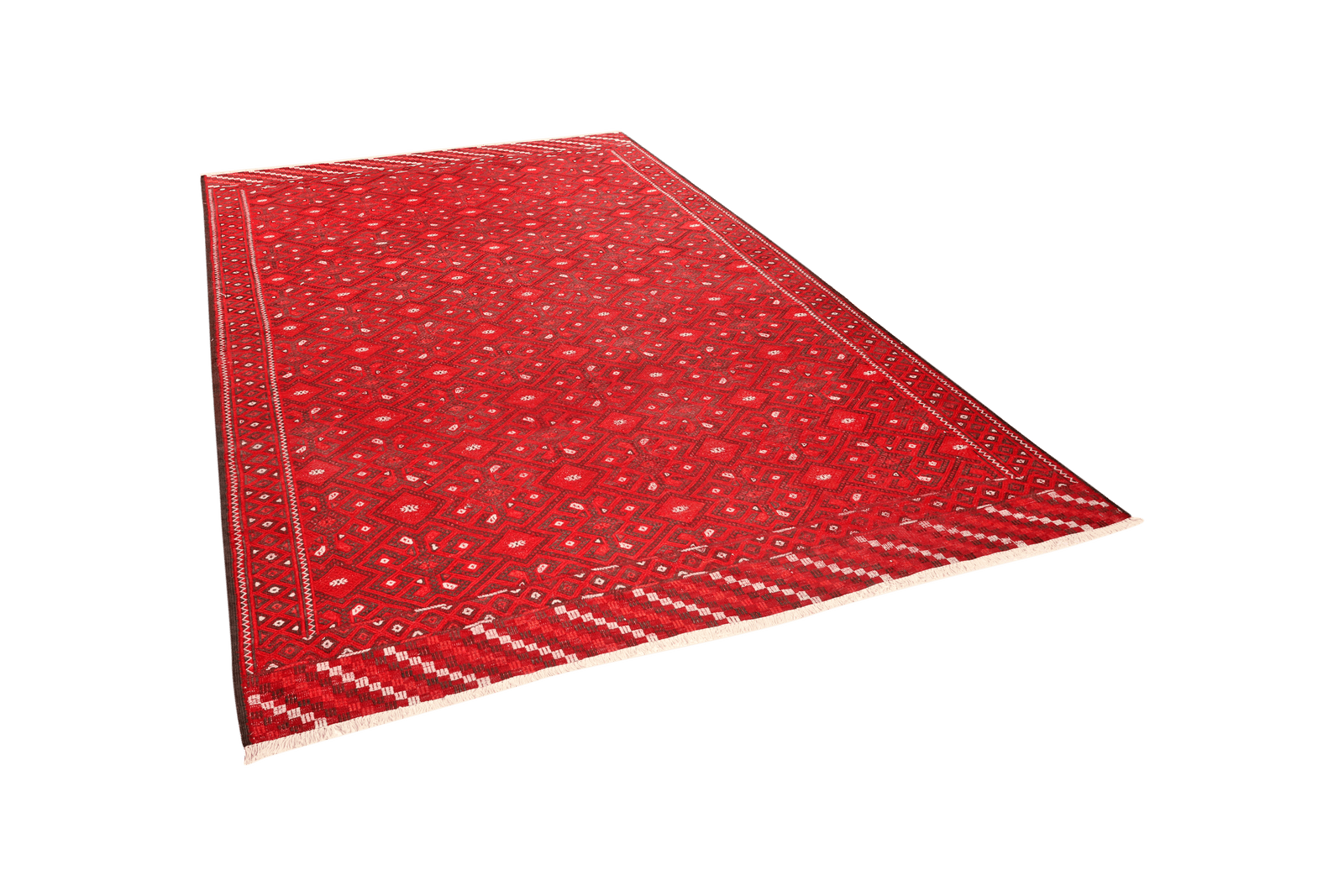 Kelim Turkman — Handmade, 213x305 cm, Red, 100% Virgin Wool | View 5