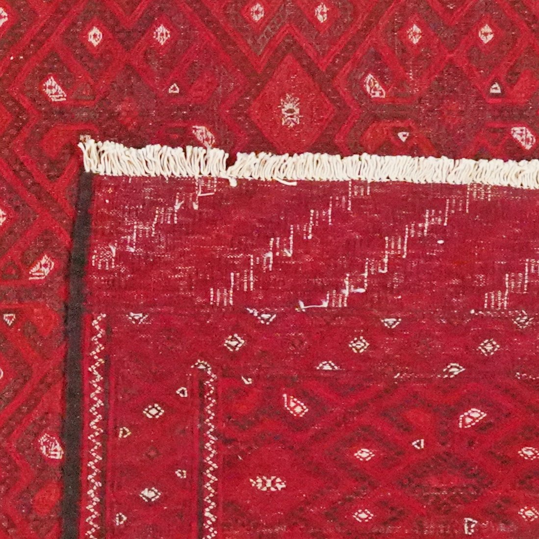Kelim Turkman — Handmade, 213x305 cm, Red, 100% Virgin Wool | View 6