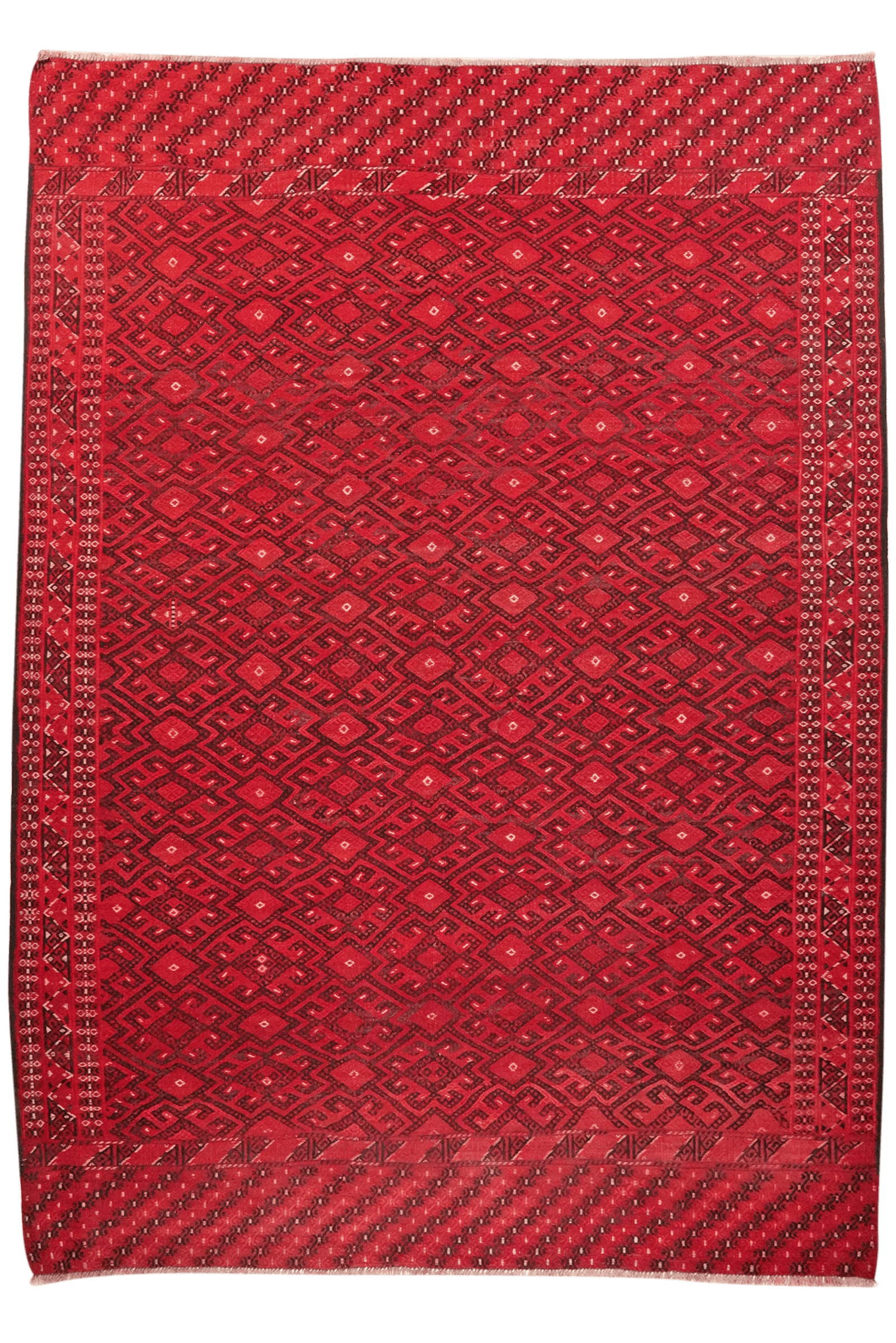 Kelim Turkman — Handmade, 215x302 cm, Red, 100% Virgin Wool | Main view