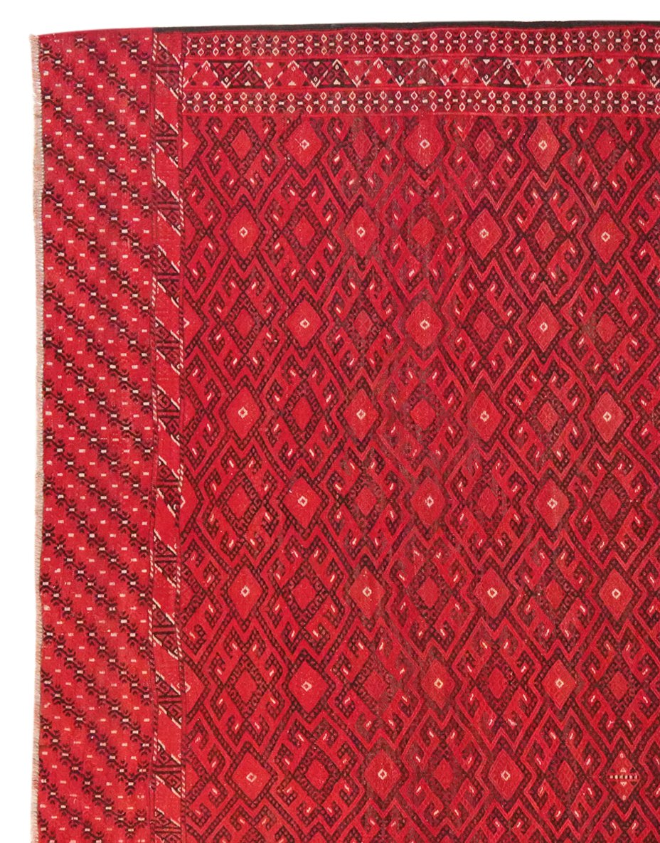 Kelim Turkman — Handmade, 215x302 cm, Red, 100% Virgin Wool | View 3