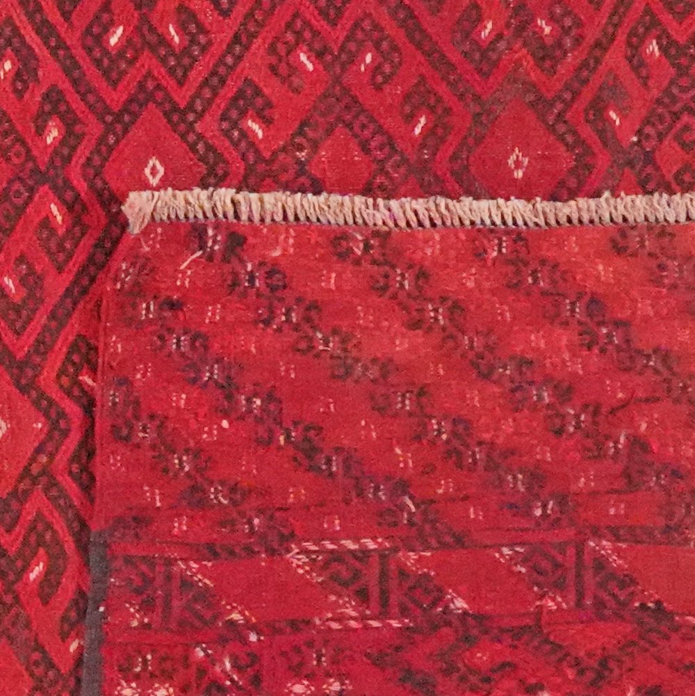 Kelim Turkman — Handmade, 215x302 cm, Red, 100% Virgin Wool | View 6