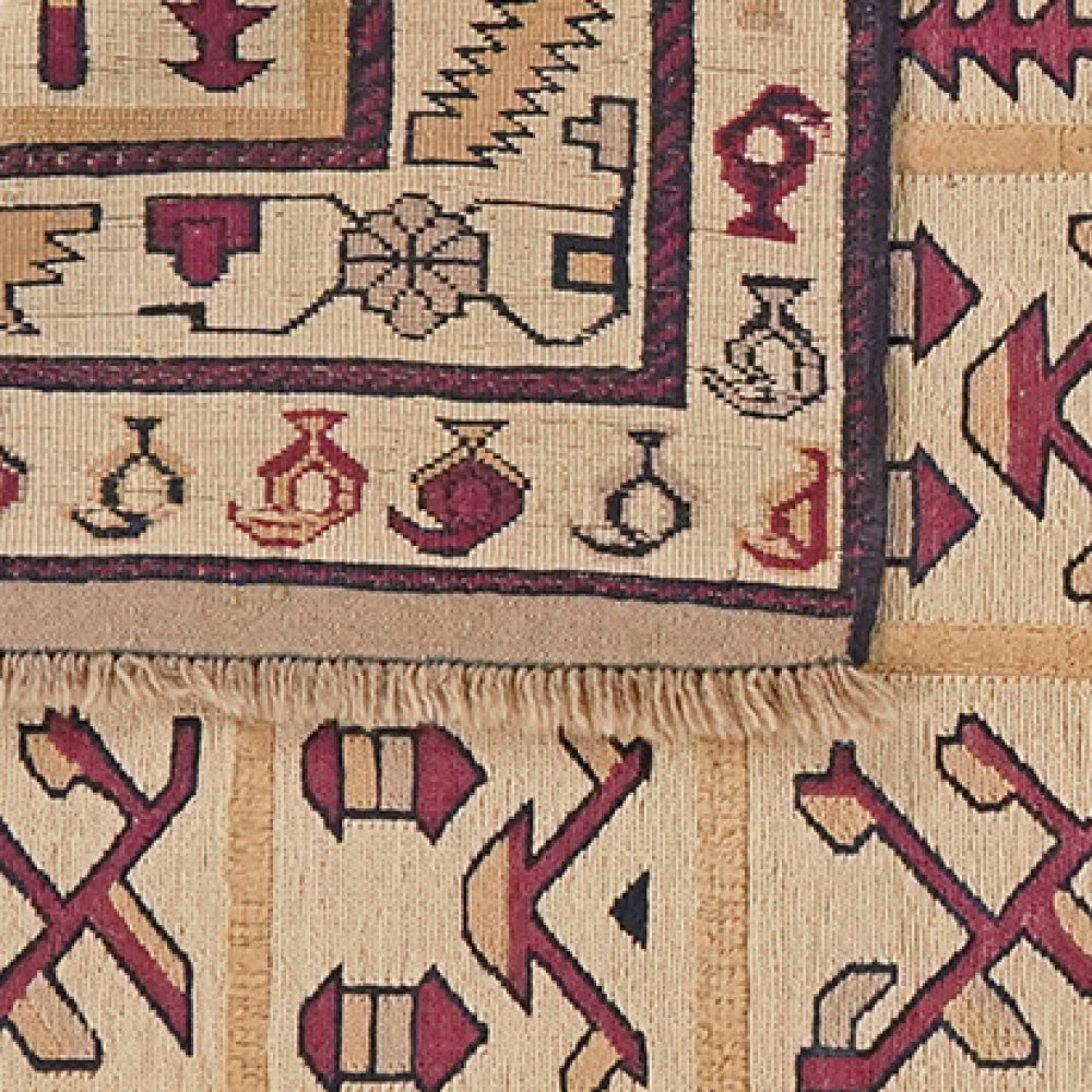 Kelim Belutch — Handmade, 139x168 cm, Beige, 100% Virgin Wool | View 6