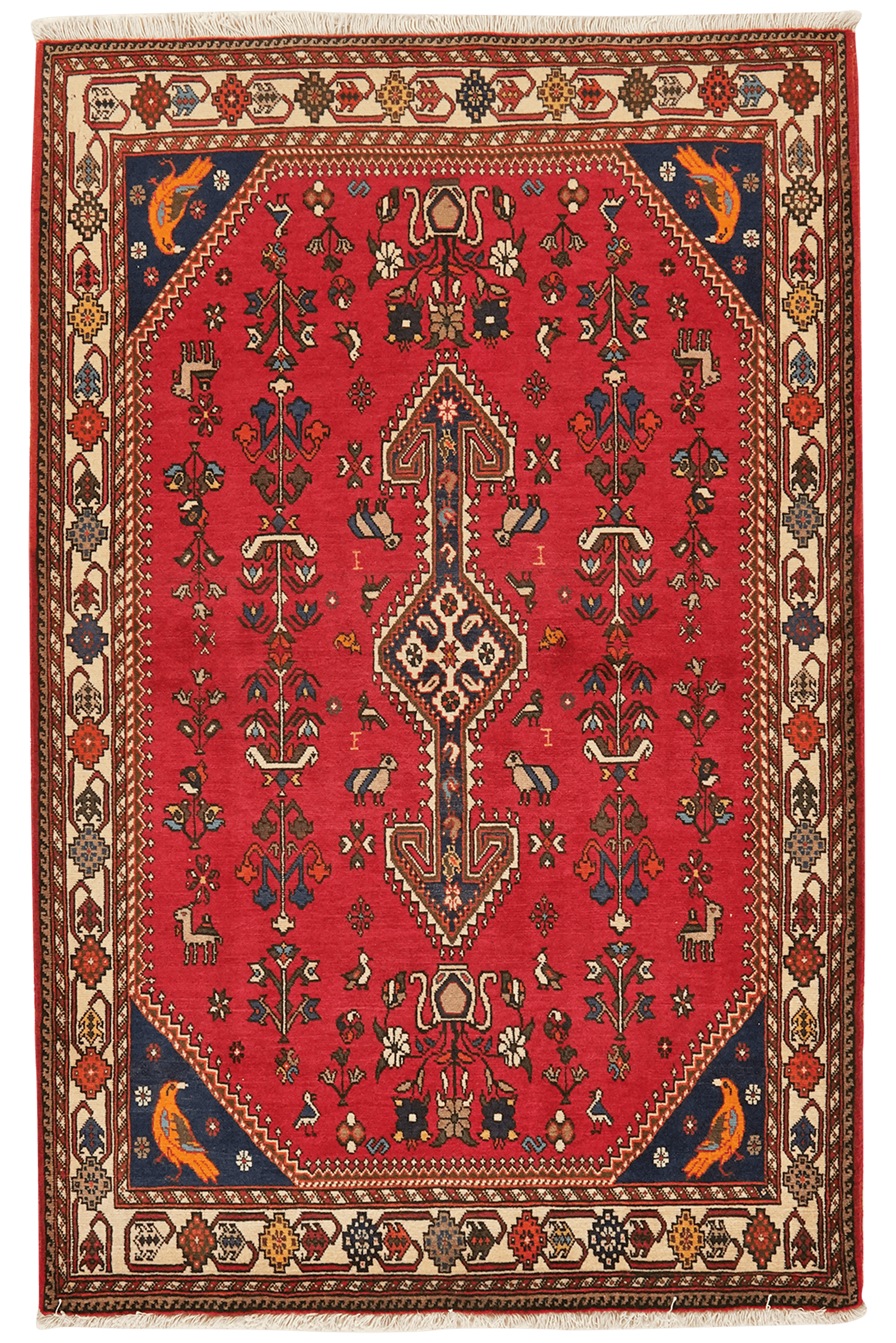 Nasrabad — Hand-knotted, 105x158 cm, Red, 100% Virgin Wool | Main view