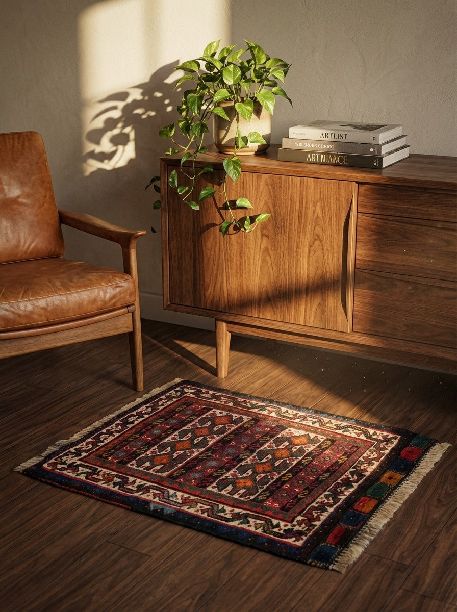 Veramin — Hand-knotted, 59x71 cm, Multicolor, 100% Virgin Wool | Back view