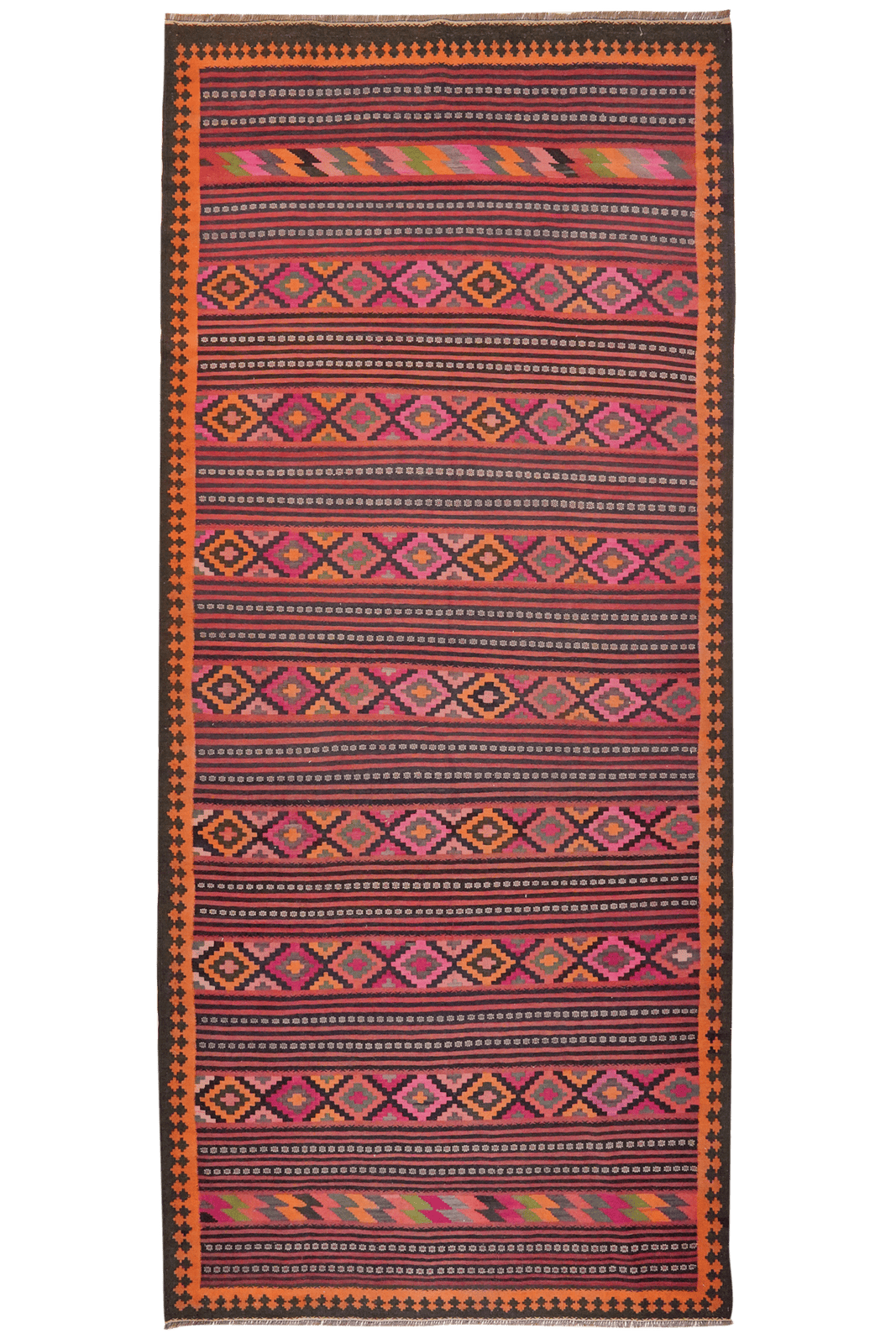 Kelim Kordi Old — Handmade, 170x390 cm, Red, 100% Virgin Wool | Main view