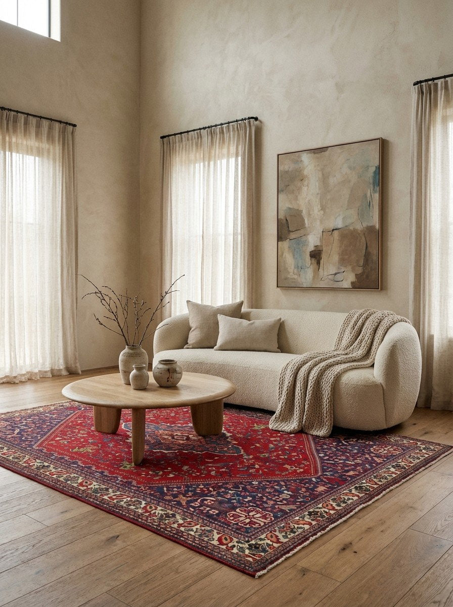 Abadeh — Handgefertigt, 210x157 cm, Beige, 100% Virgin Wool | Detail view