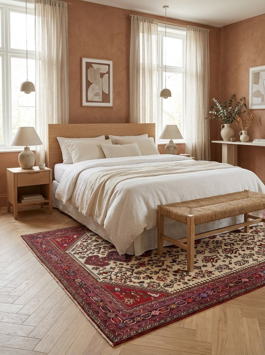 Nasrabad — Hand-knotted, 204x312 cm, Beige, 100% Virgin Wool | Detail view