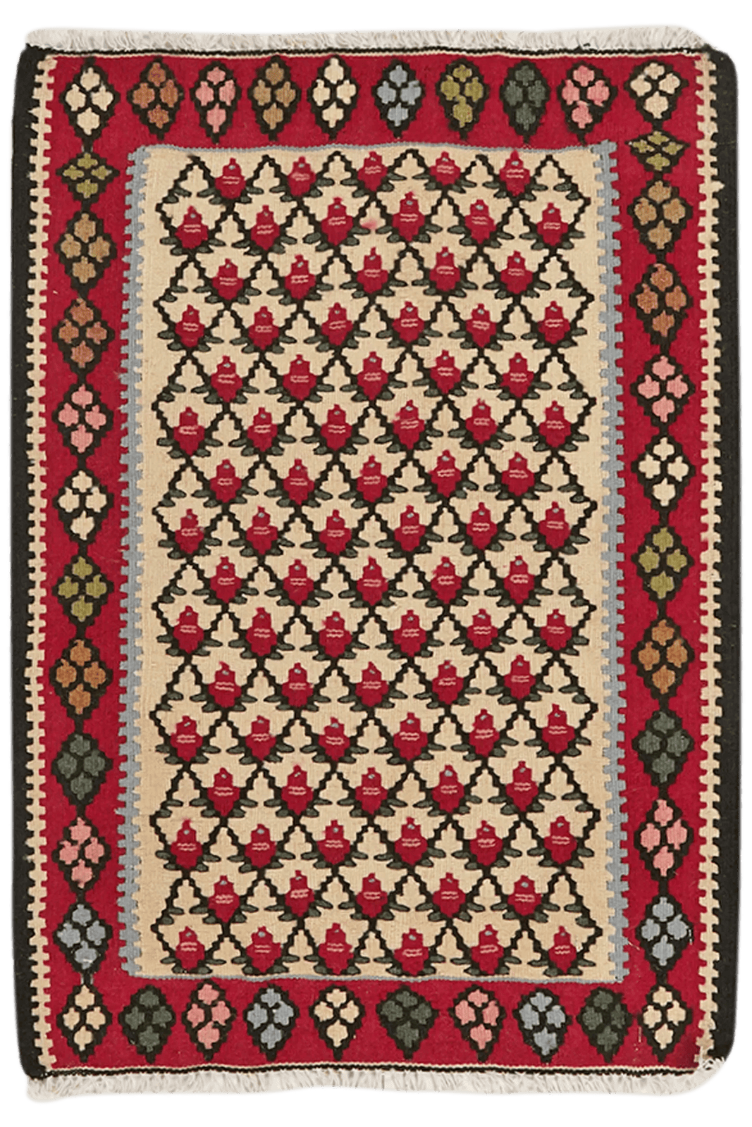 Kelim Senneh — Handmade, 59x83 cm, Beige, 100% Virgin Wool | Main view