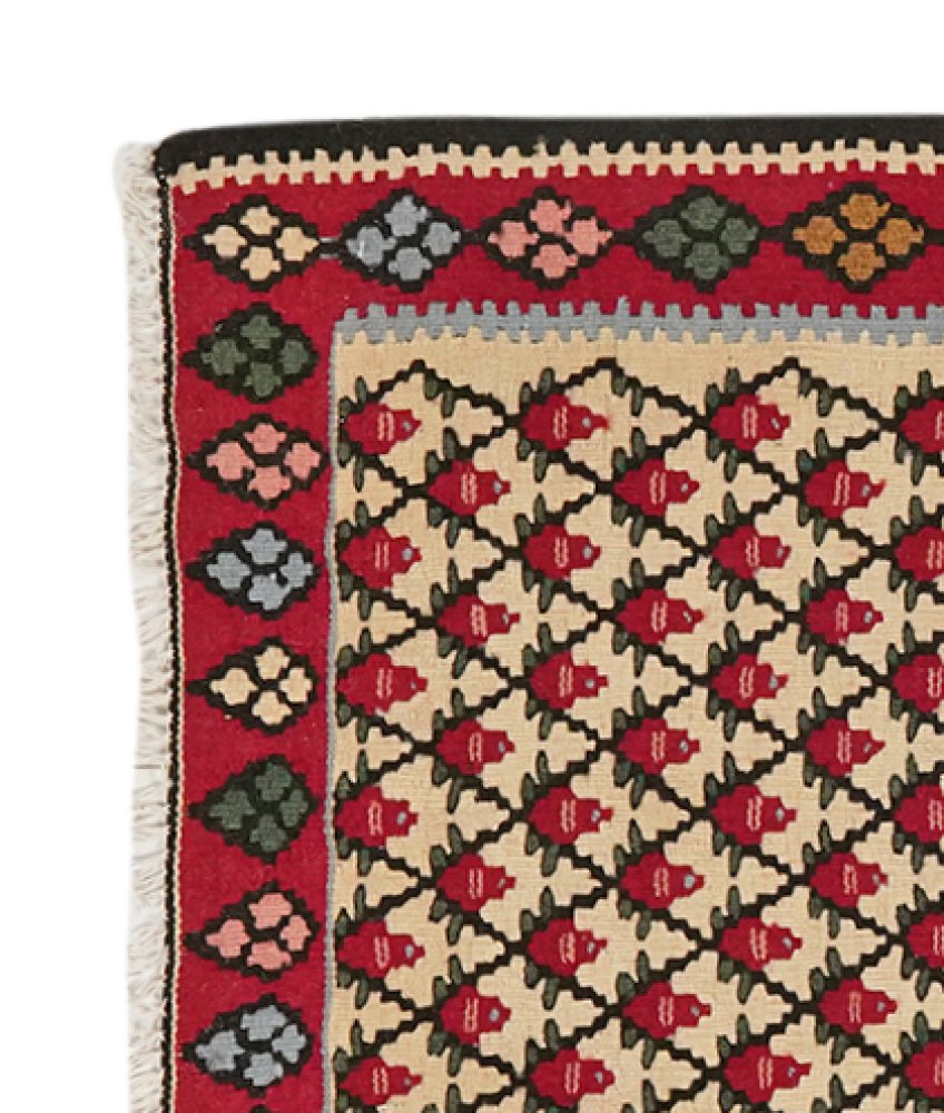Kelim Senneh — Handmade, 59x83 cm, Beige, 100% Virgin Wool | View 3