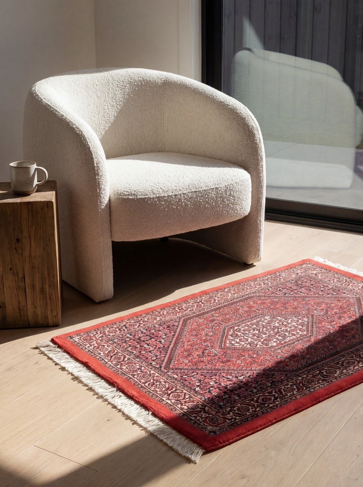 Bidjar Bookan — Hand-knotted, 70x102 cm, Red, 95% Schurwolle, 5% Seide | Detail view