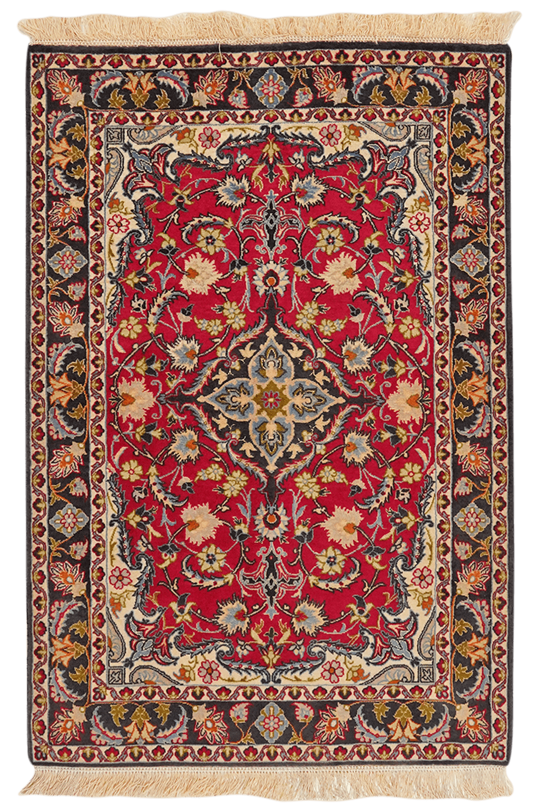 Isfahan — Hand-knotted, 73x108 cm, Red, 95% Schurwolle, 5% Seide | Main view