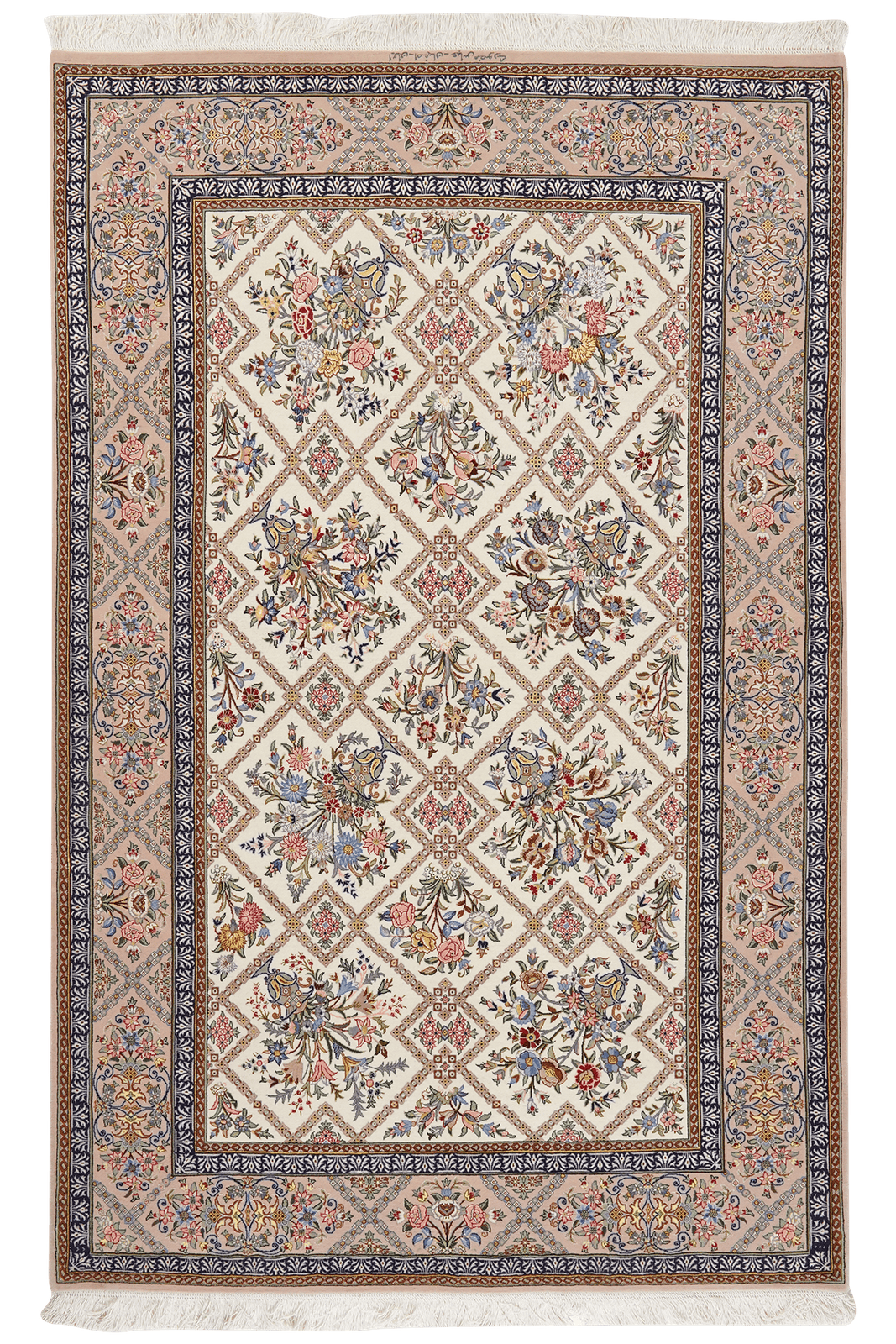 Isfahan — Hand-knotted, 130x203 cm, Beige, 90% Schurwolle, 10% Seide | Main view