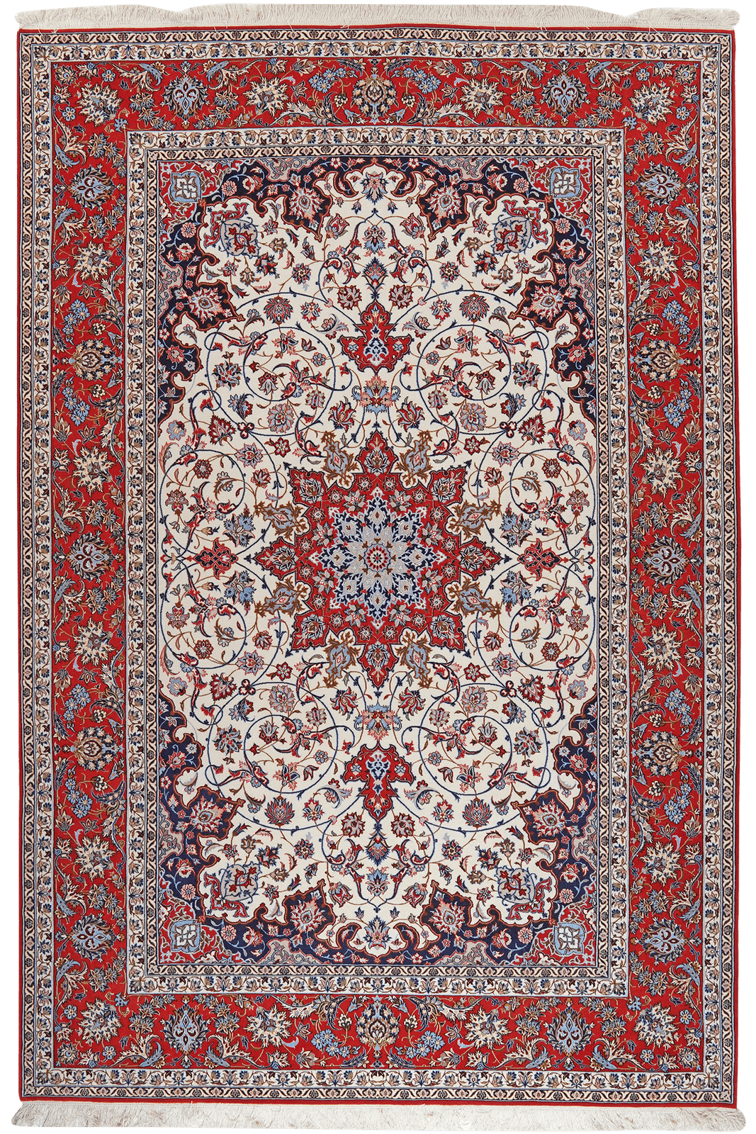 Isfahan — Hand-knotted, 202x305 cm, Beige, 90% Schurwolle, 10% Seide | Main view