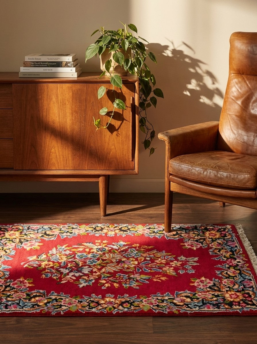 Yazd — Hand-knotted, 52x79 cm, Red, 100% Virgin Wool | Back view
