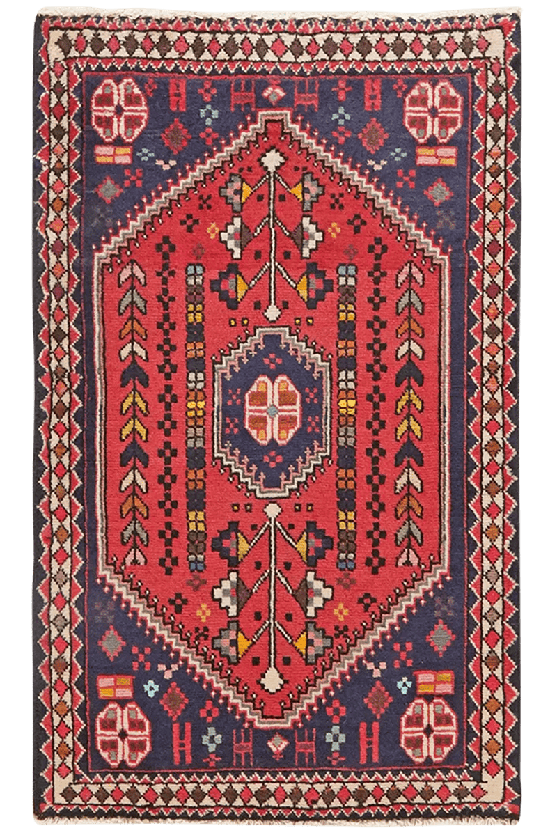 Abadeh — Hand-knotted, 58x97 cm, Red, 100% Virgin Wool | Main view