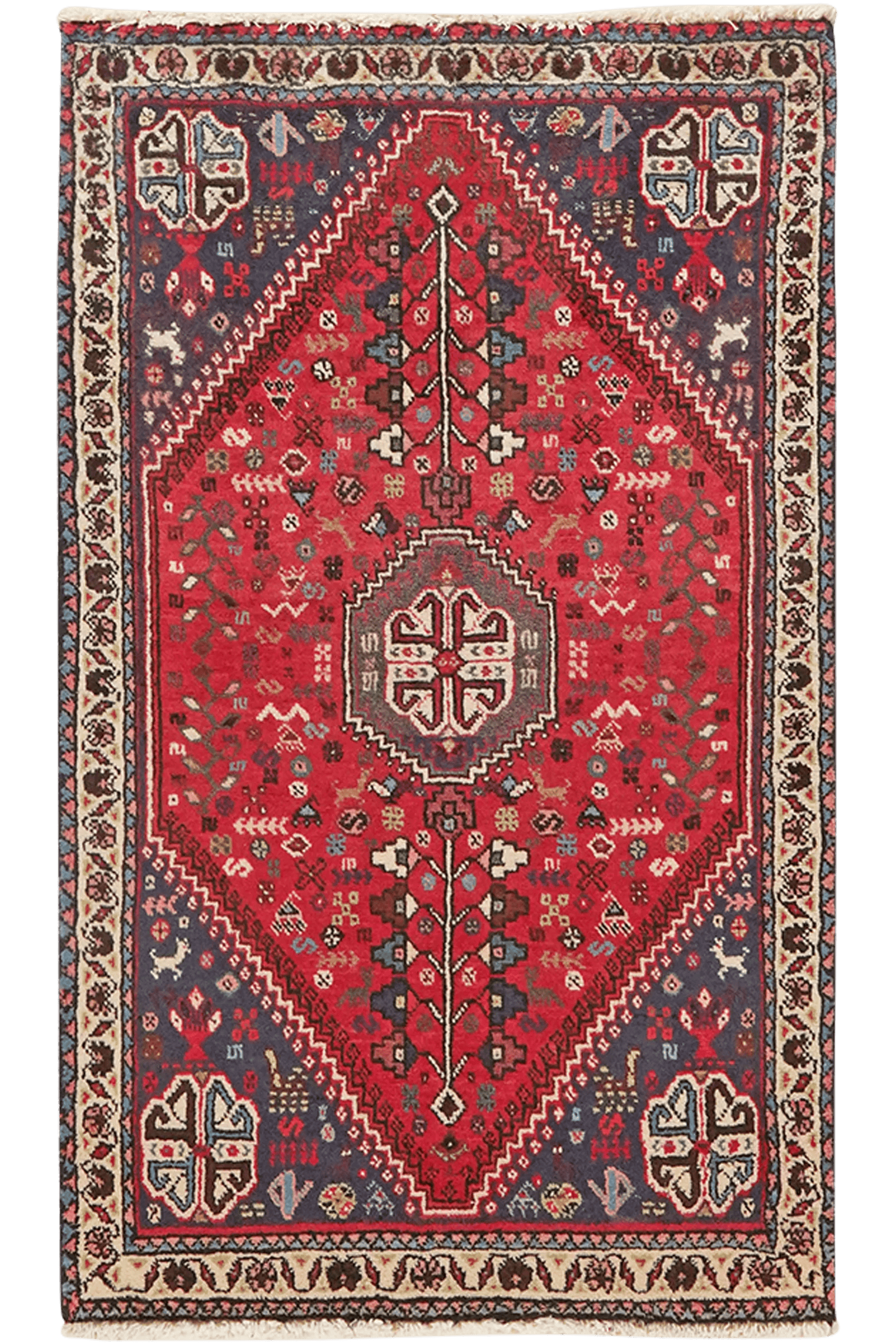Abadeh — Hand-knotted, 59x97 cm, Red, 100% Virgin Wool | Main view
