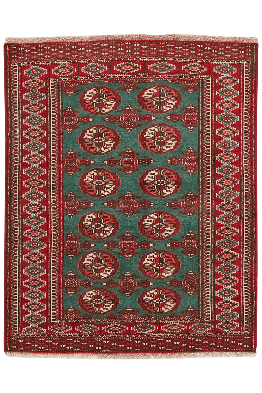 Turkman — Hand-knotted, 99x124 cm, Green, 100% Virgin Wool | Main view