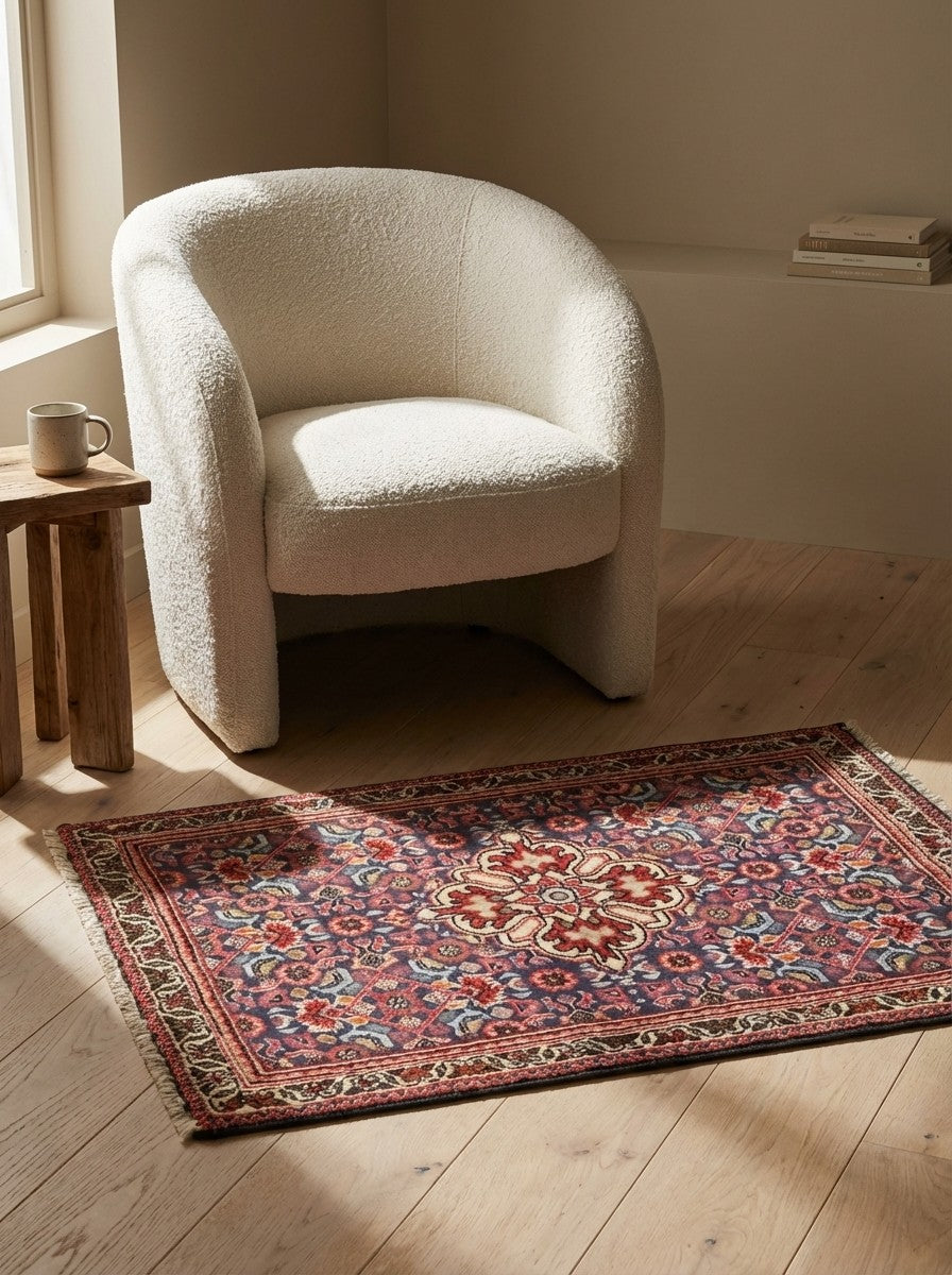 Bidjar Zandjan — Hand-knotted, 50x61 cm, Blue, 100% Virgin Wool | Detail view