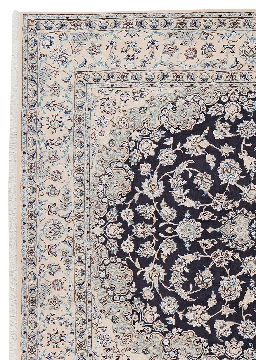 Nain 9La — Hand-knotted, 200x305 cm, Blue, 100% Virgin Wool | View 3