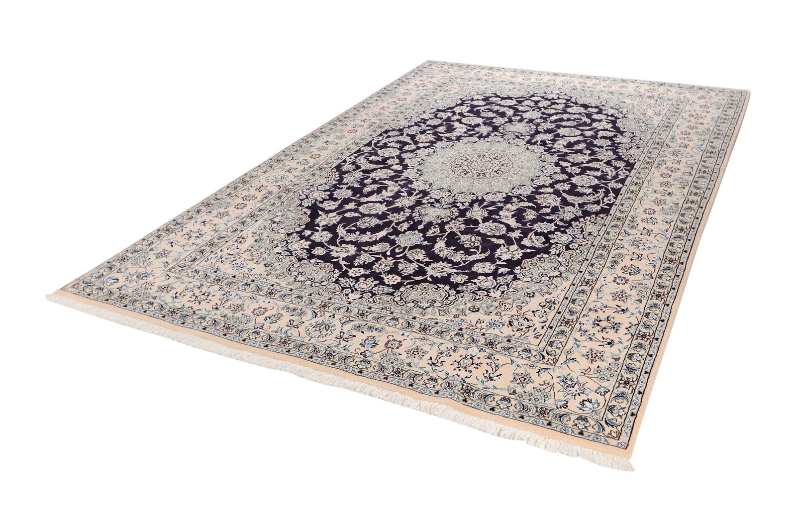 Nain 9La — Hand-knotted, 200x305 cm, Blue, 100% Virgin Wool | View 5