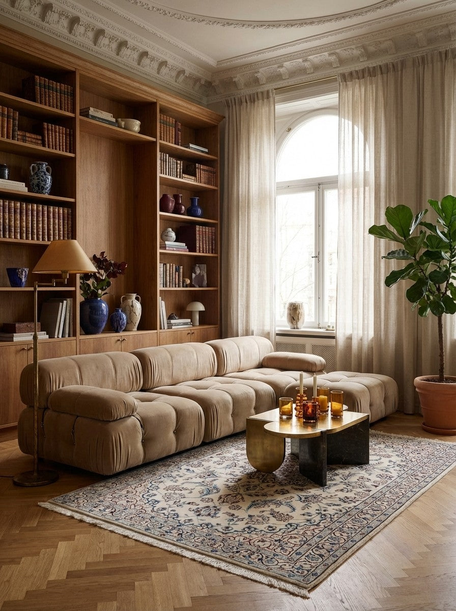 Nain 9La — Hand-knotted, 115x186 cm, Beige, 100% Virgin Wool | Back view