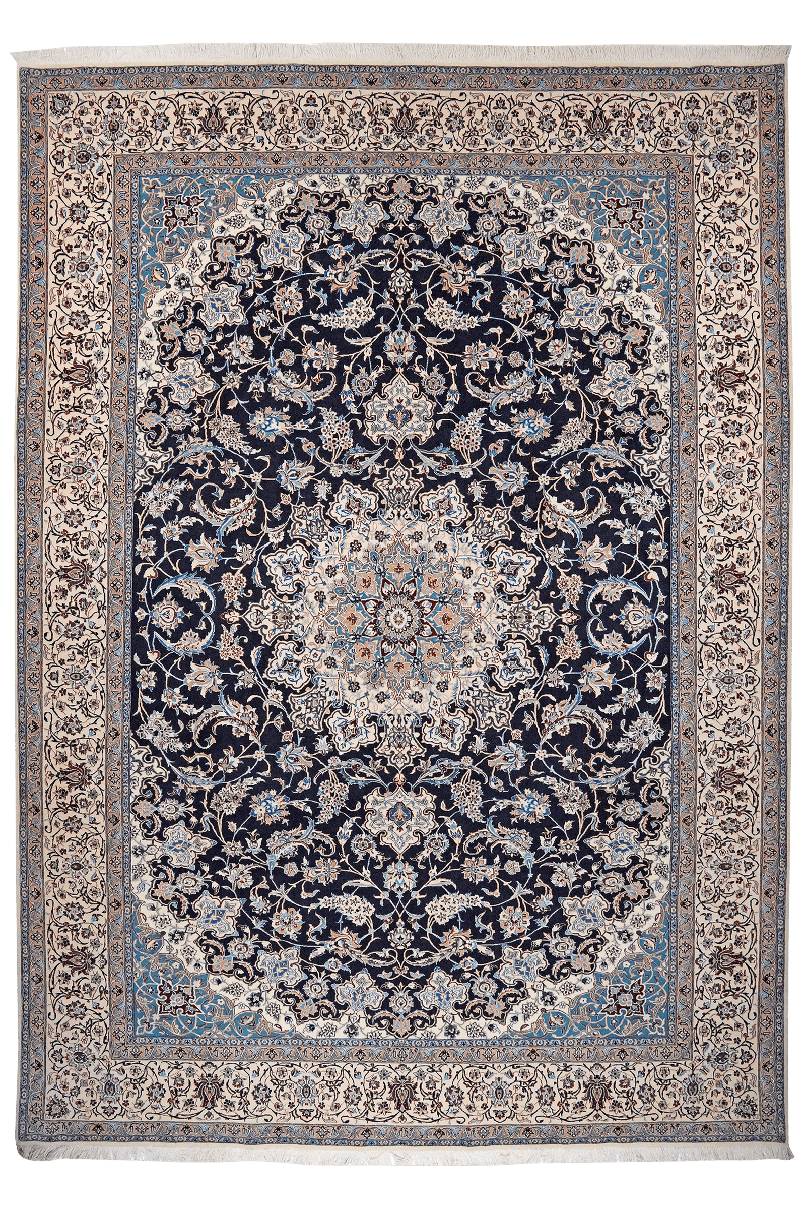 Nain 6La — Hand-knotted, 220x305 cm, Blue, 100% Virgin Wool | Main view