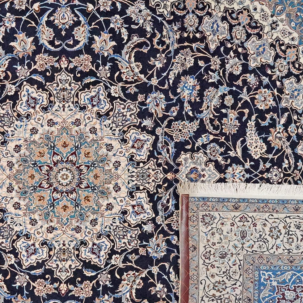 Nain 6La — Hand-knotted, 220x305 cm, Blue, 100% Virgin Wool | View 6