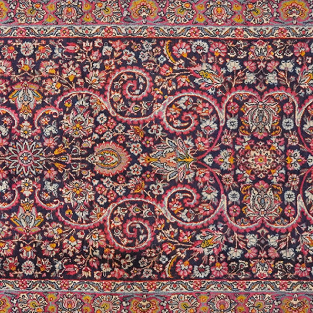 Kirman — Hand-knotted, 104x572 cm, Blue, 100% Virgin Wool | View 4