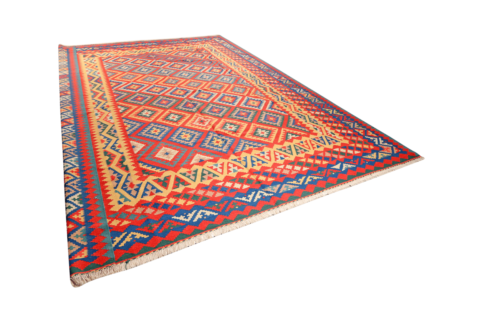 Kelim Gashgai — Handmade, 320x403 cm, Red, 100% Virgin Wool | View 5