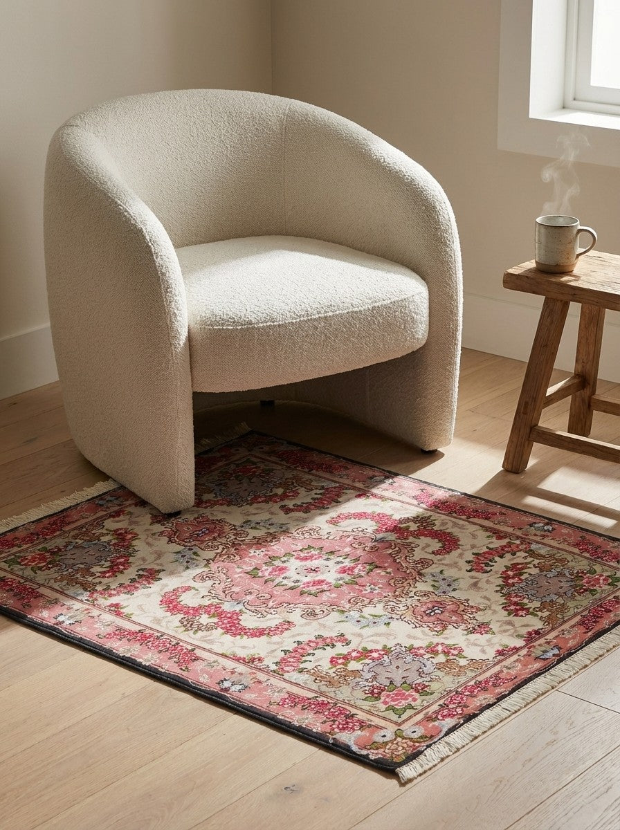 Tabriz 50 Raj — Hand-knotted, 60x92 cm, Beige, 100% Virgin Wool | Detail view