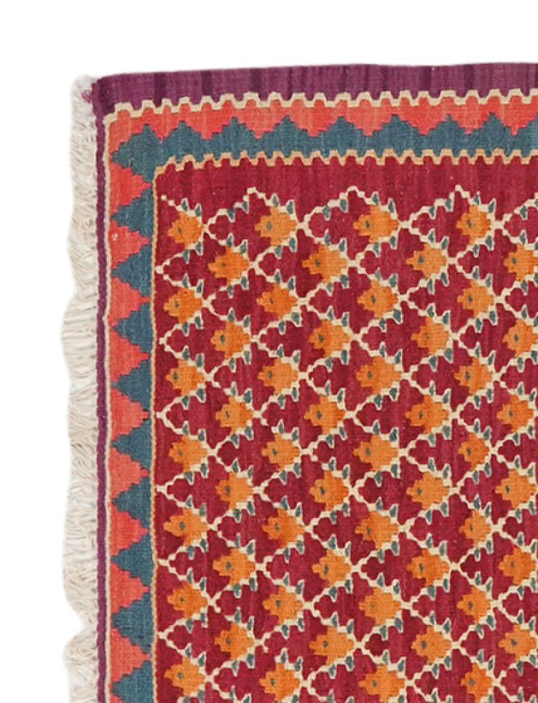 Kelim Senneh — Handmade, 62x86 cm, Red, 100% Virgin Wool | View 3