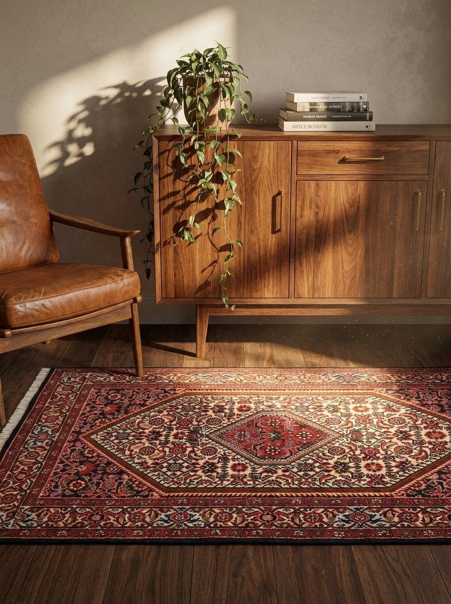 Bidjar Zandjan — Handgefertigt, 148x85 cm, Beige, 100% Virgin Wool | Back view