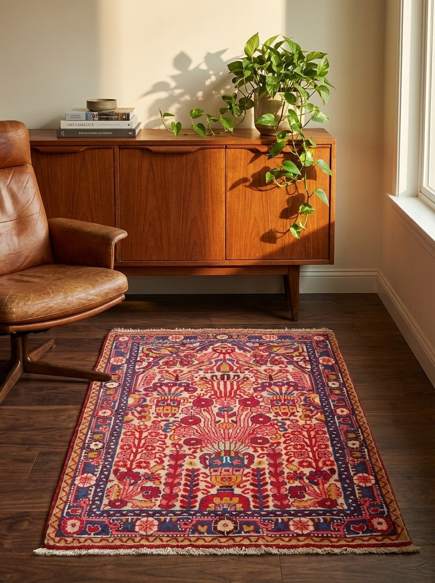 Djozan — Hand-knotted, 65x101 cm, Beige, 100% Virgin Wool | Back view