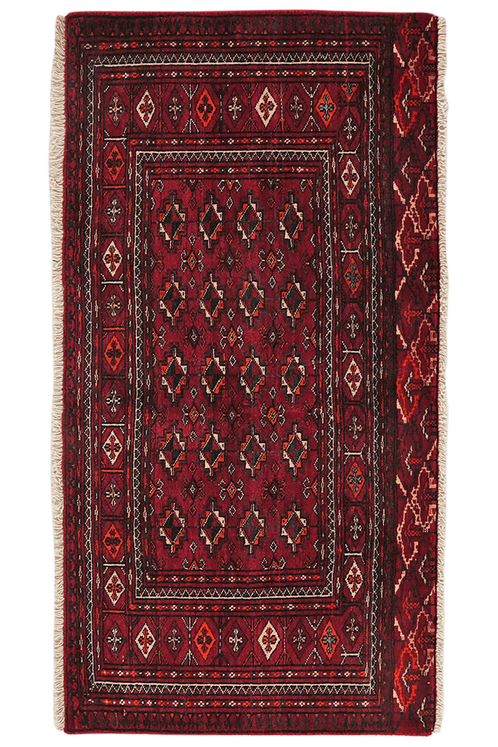 Belutch — Hand-knotted, 120x63 cm, Red, 100% Virgin Wool | Main view