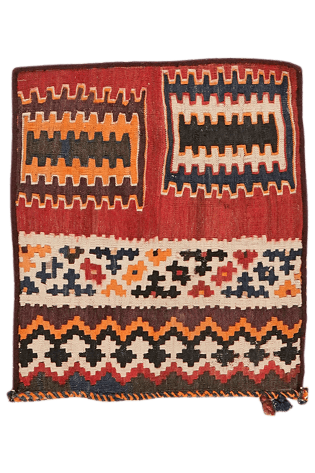 Kelim Kissen — Handmade, 46x52 cm, Red, 100% Virgin Wool | Main view