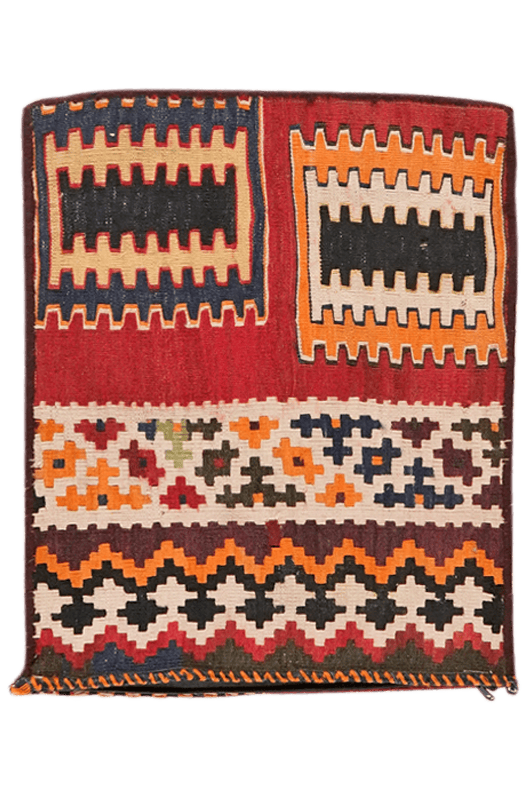 Kelim Kissen — Handmade, 43x53 cm, Red, 100% Virgin Wool | Main view