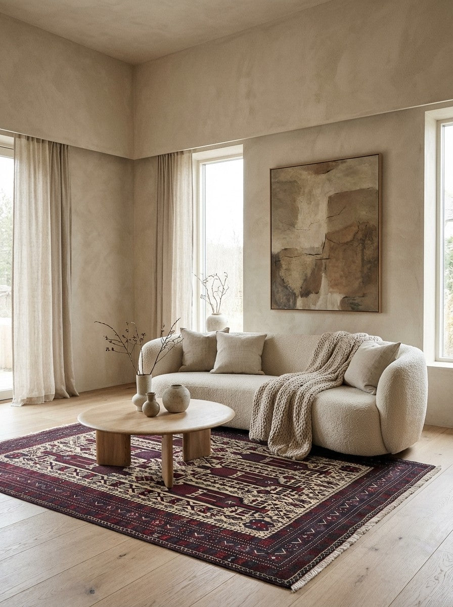 Afshar — Hand-knotted, 160x247 cm, Beige, 100% Virgin Wool | Detail view