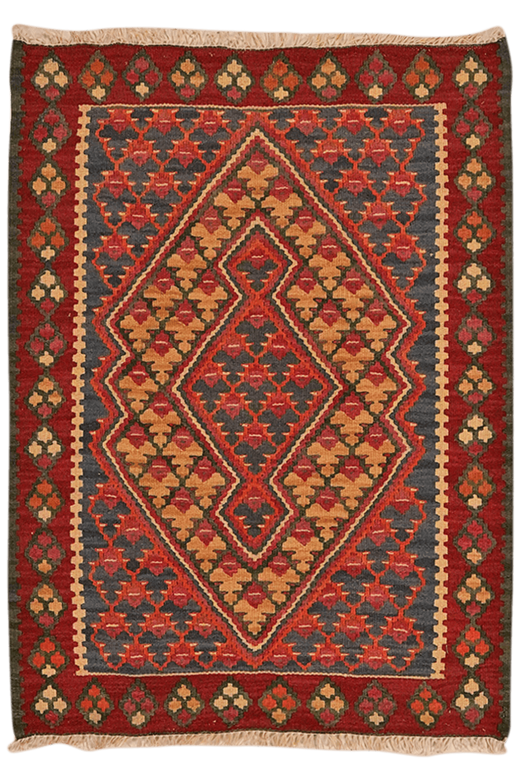 Kelim Senneh — Handmade, 62x85 cm, Blue, 100% Virgin Wool | Main view