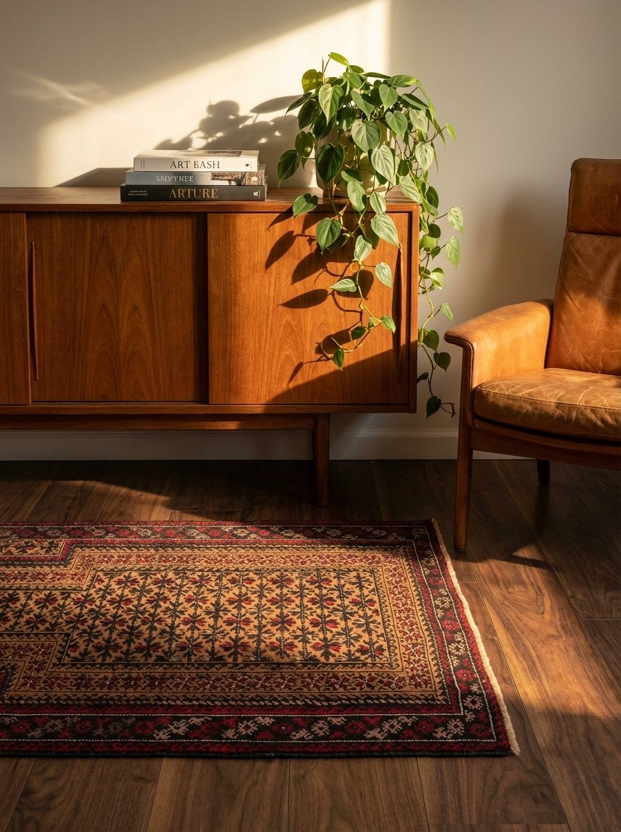 Belutch — Hand-knotted, 82x112 cm, Brown, 100% Virgin Wool | Back view