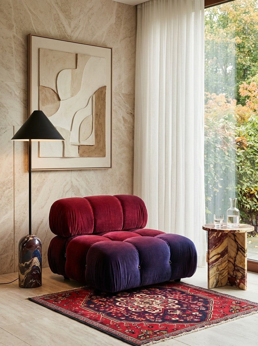 Gashgai — Hand-knotted, 62x65 cm, Red, 100% Virgin Wool | Detail view