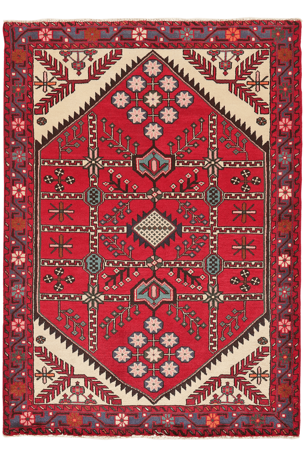 Shahsavan — Hand-knotted, 107x152 cm, Red, 100% Virgin Wool | Main view